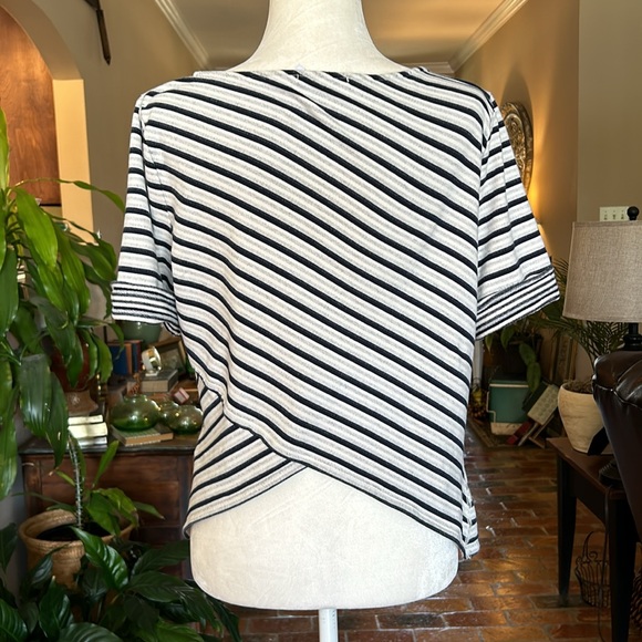 Three Dots Striped Cross Hi-Lo Hem Reversible Top szXL - Picture 8 of 13